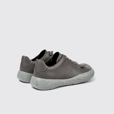Back view of Peu Stadium Gray responsibly raised leather sneakers for men