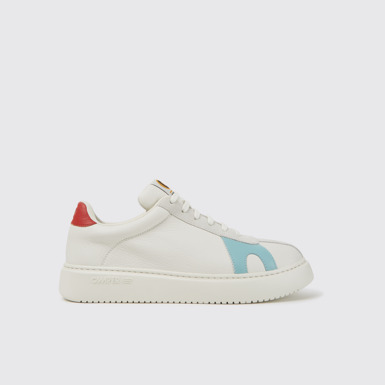 Side view of Twins White suede and leather sneakers