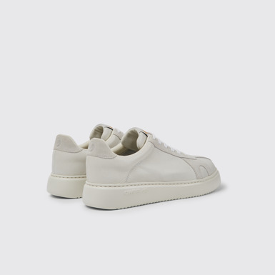 Back view of Runner K21 White non-dyed leather and nubuck sneakers for men