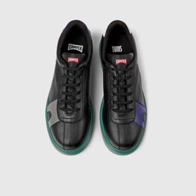 Overhead view of Twins Black leather sneakers for men