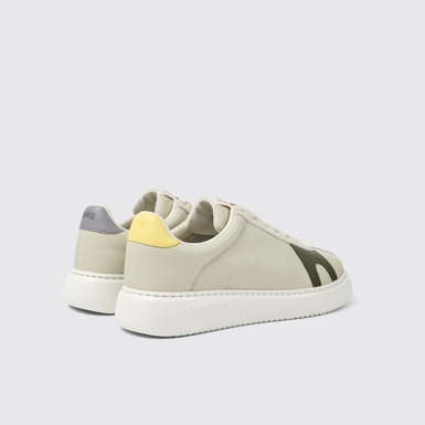 Back view of Twins Gray leather and nubuck sneakers for men