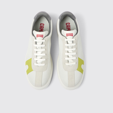 Runner K21 Baskets blanches en cuir non teint et nubuck homme