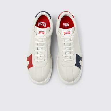 Overhead view of Twins Multicolor Non-Dyed Leather Sneakers for Men.