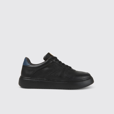 Side view of Runner K21 Black leather sneakers for men