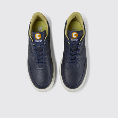 Overhead view of Runner K21 Blue leather sneakers for men