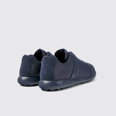 Back view of Pelotas XLF Blue Textile and Nubuck Sneakers for Men.