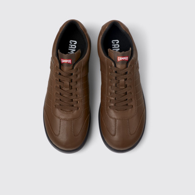 Overhead view of Pelotas XLite Brown leather sneakers for men