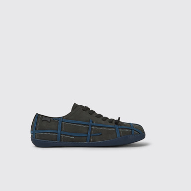 Side view of Twins Dark grey and blue nubuck shoes