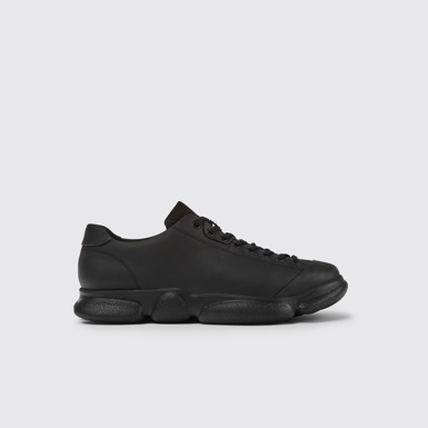 Side view of Karst Black leather shoes for men