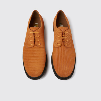 Overhead view of Twins Orange nubuck shoes for men