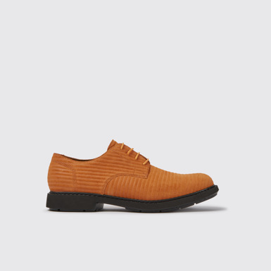 Side view of Twins Orange nubuck shoes for men