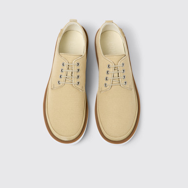 Overhead view of Wagon Beige textile and nubuck shoes for men