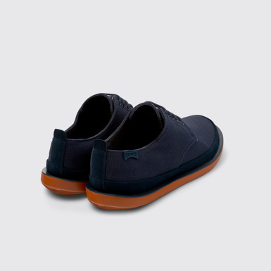 Back view of Wagon Blue Recycled Cotton and Nubuck Shoes for Men.
