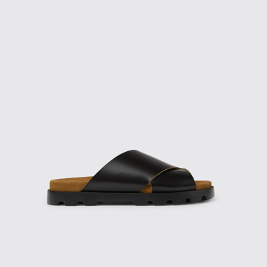 Side view of Brutus Sandal Black leather sandals for men