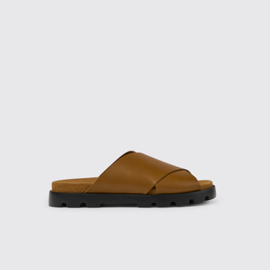 Side view of Brutus Sandal Brown leather sandals for men