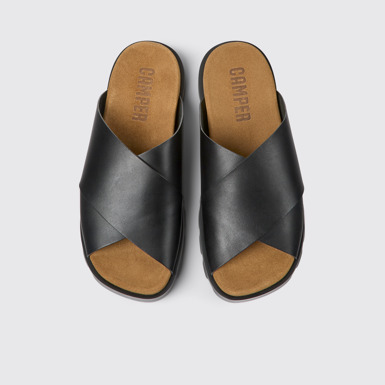 Overhead view of Brutus Sandal Black leather sandals for men