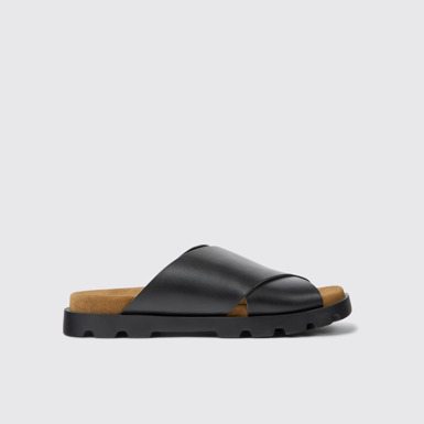 Side view of Brutus Sandal Black leather sandals for men
