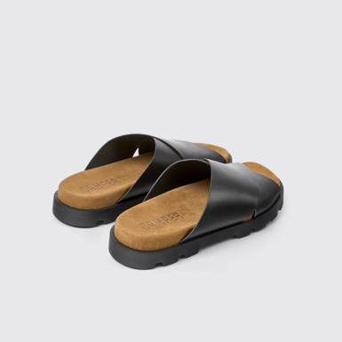 Back view of Brutus Sandal Black leather sandals for men