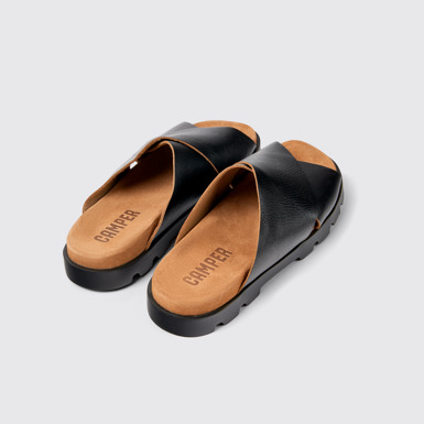 Back view of Brutus Sandal Black Leather Cross-strap Sandal for Men