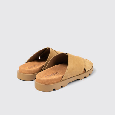 Back view of Brutus Sandal Beige Nubuck Cross-strap Sandal for Men