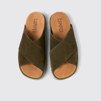 Overhead view of Brutus Sandal Green Nubuck Cross-strap Sandal for Men