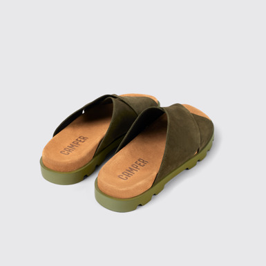 มุมมองด้านหลังของ Brutus Sandal รองเท้าแตะสายไขว้หนังสีเขียวสำหรับผู้ชาย