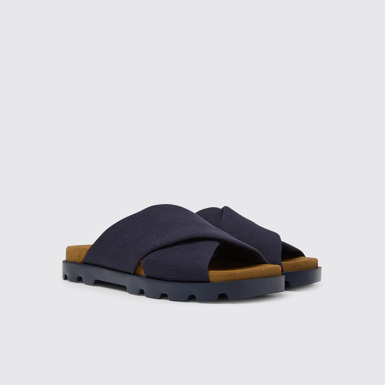 Front view of Brutus Sandal Blue recycled cotton sandals for men