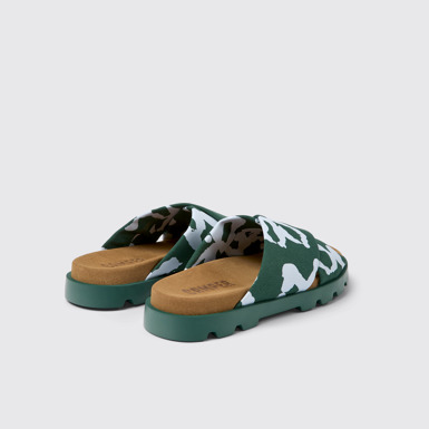 Back view of Brutus Sandal Green and blue recycled cotton sandals for men