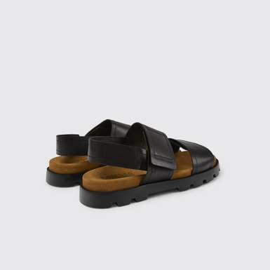 Back view of Brutus Sandal Black leather sandals for men