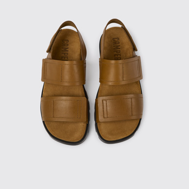 Overhead view of Brutus Sandal Brown leather sandals for men