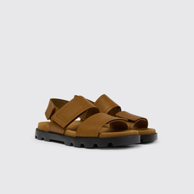Front view of Brutus Sandal Brown leather sandals for men