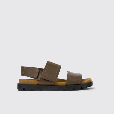Side view of Brutus Sandal Brown leather sandals for men