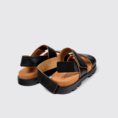 Back view of Brutus Sandal Black Leather 2-Strap Sandal for Men