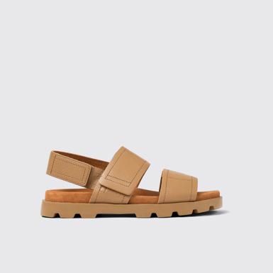 Brutus Sandal 남성 베이지 컬러 가죽 소재 스트랩 샌들옆면
