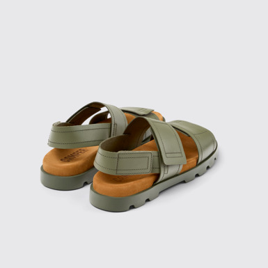 Back view of Brutus Sandal Green Leather Sandals for Men.