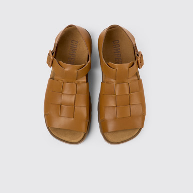 Overhead view of Brutus Sandal Brown leather sandals for men