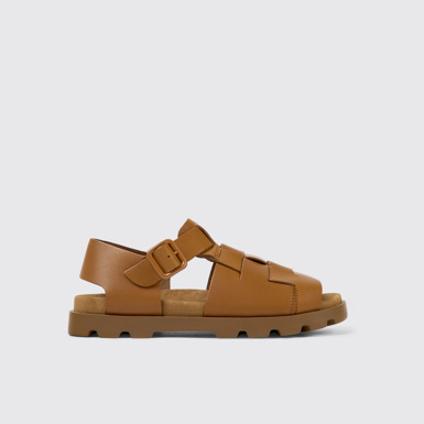 Side view of Brutus Sandal Brown leather sandals for men