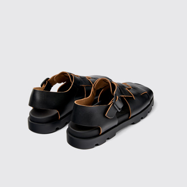Back view of Brutus Sandal Black Leather Sandal for Men