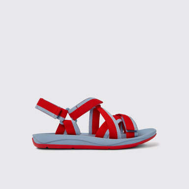 Side view of Match Red and blue recycled PET sandals for men