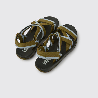 Back view of Match Green and blue recycled PET sandals for men