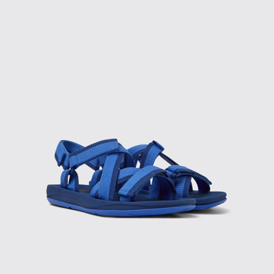 Front view of Match Blue recycled PET sandals for men