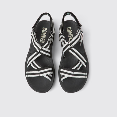 Overhead view of Match Black and white textile sandals for men