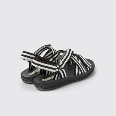 Back view of Match Black and white textile sandals for men