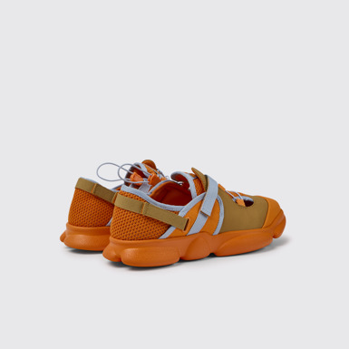 Back view of Karst Orange and brown textile shoes for men