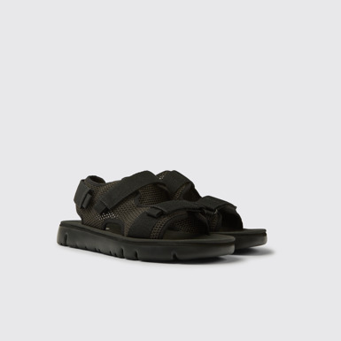 Front view of Oruga Black and grey TENCEL® Lyocell sandals for men