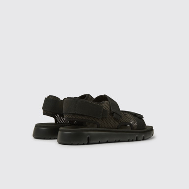 Back view of Oruga Black and grey TENCEL® Lyocell sandals for men