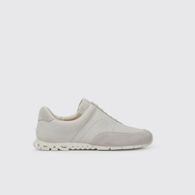 Side view of Twins White non-dyed leather sneakers for men