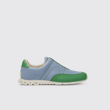 Side view of Twins Blue and green leather sneakers for men
