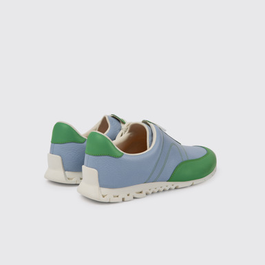 Back view of Twins Blue and green leather sneakers for men