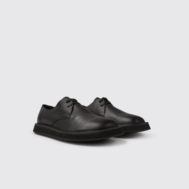 Front view of Brothers Polze Black leather shoes for men